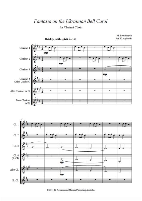 Fantasia On The Ukrainian Bell Carol - For Clarinet Choir